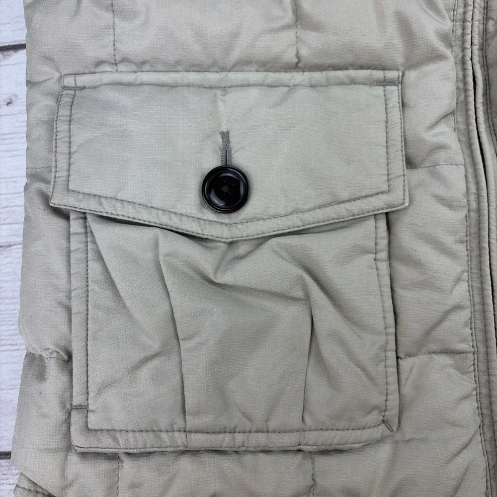 Eddie Bauer Women's Petite XS Goose Down Puffer Vest Taupe Full Zip Safari